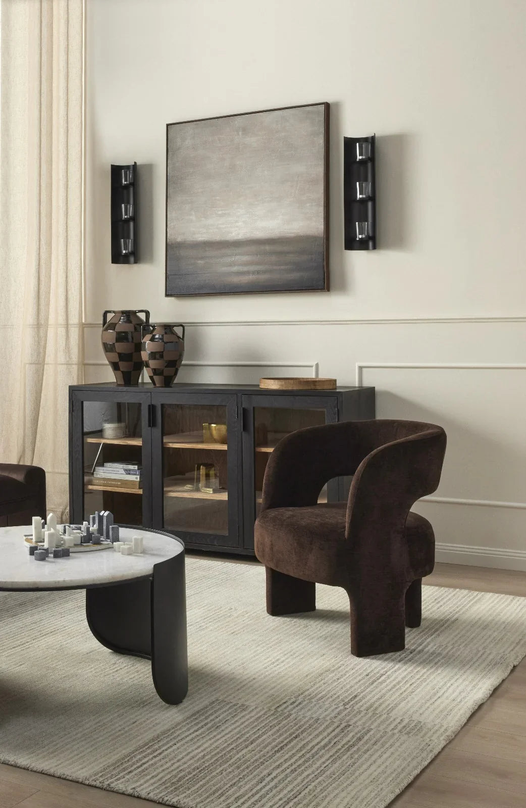 Amalfi Dawn Hand Painted Wall Art Brown 100x4.5x100cm