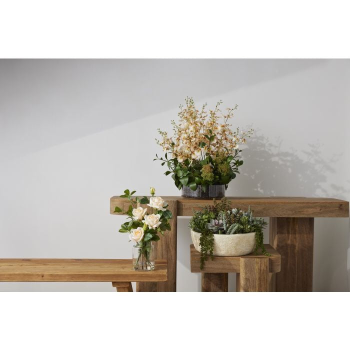 Rogue Dancing Orchid Garden Mix-Madelyn Bowl Cream/Glass 66x66x67cm
