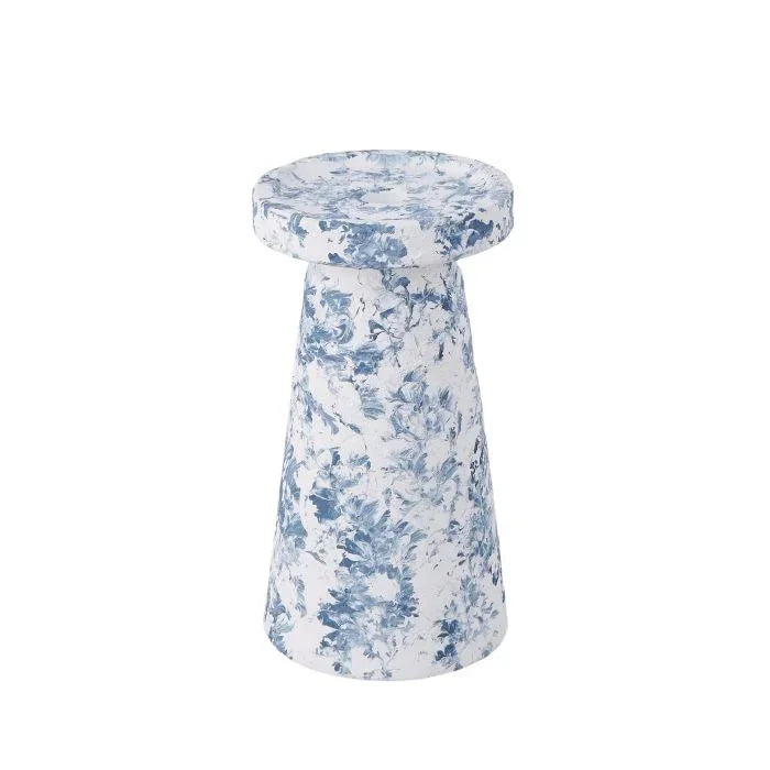 Amalfi Provincial Watercolour Ceramic Candleholder White & Blue 14x14x30cm