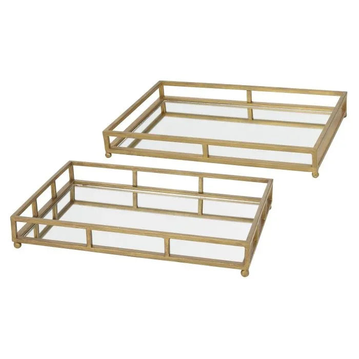 Amalfi Osborne Mirror Tray 2pcs Set Gold 46x54cm