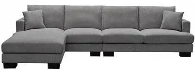 Nordic Grey Modular Sofa Set 2+2 Seater with Ottoman & 2 Pillows (W169 x D98 x H88 cm)