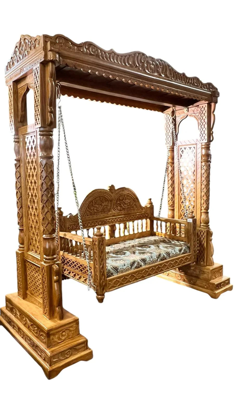 Teakwood Jhoola Swing 2 Seater Natural Polish ( Melbourne Only)