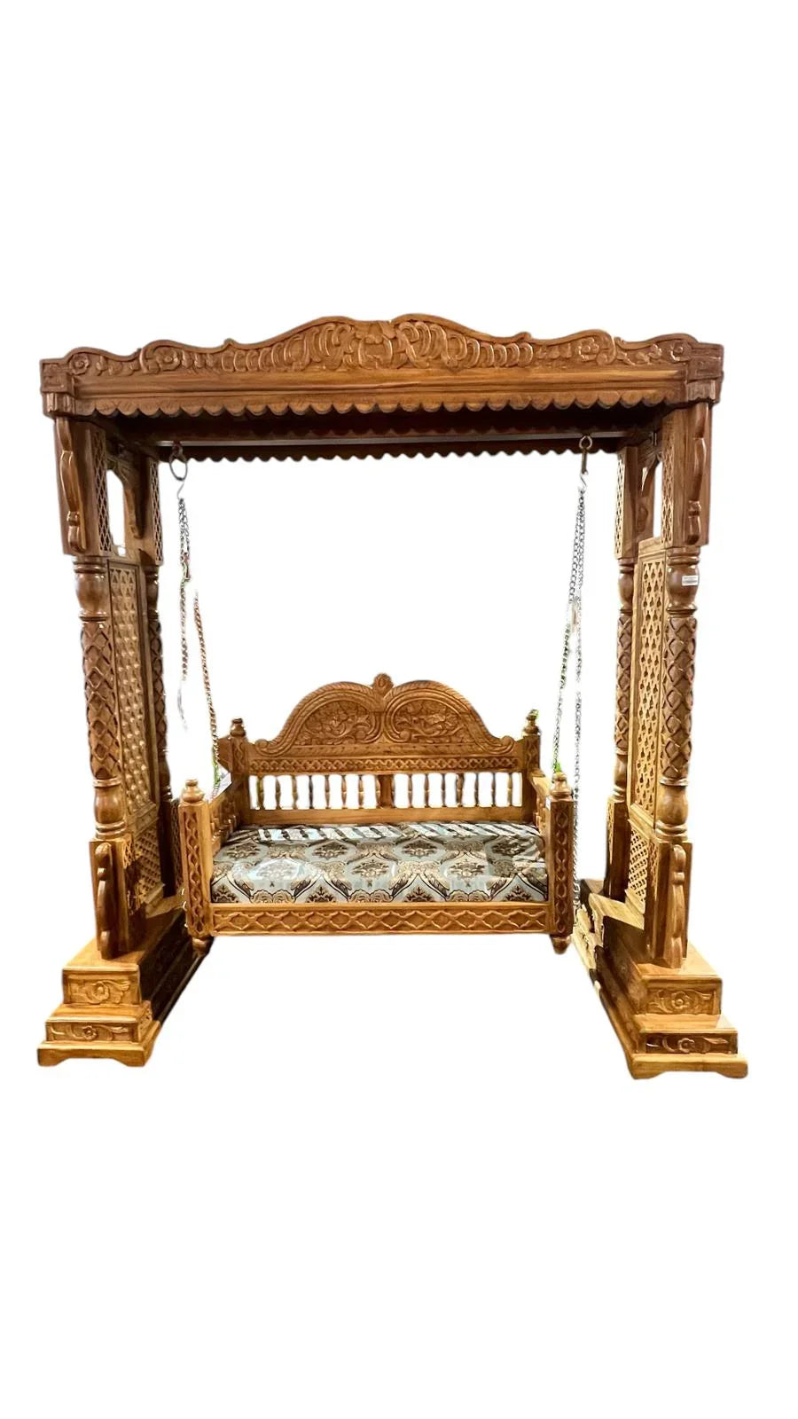 Teakwood Jhoola Swing 2 Seater Natural Polish ( Melbourne Only)