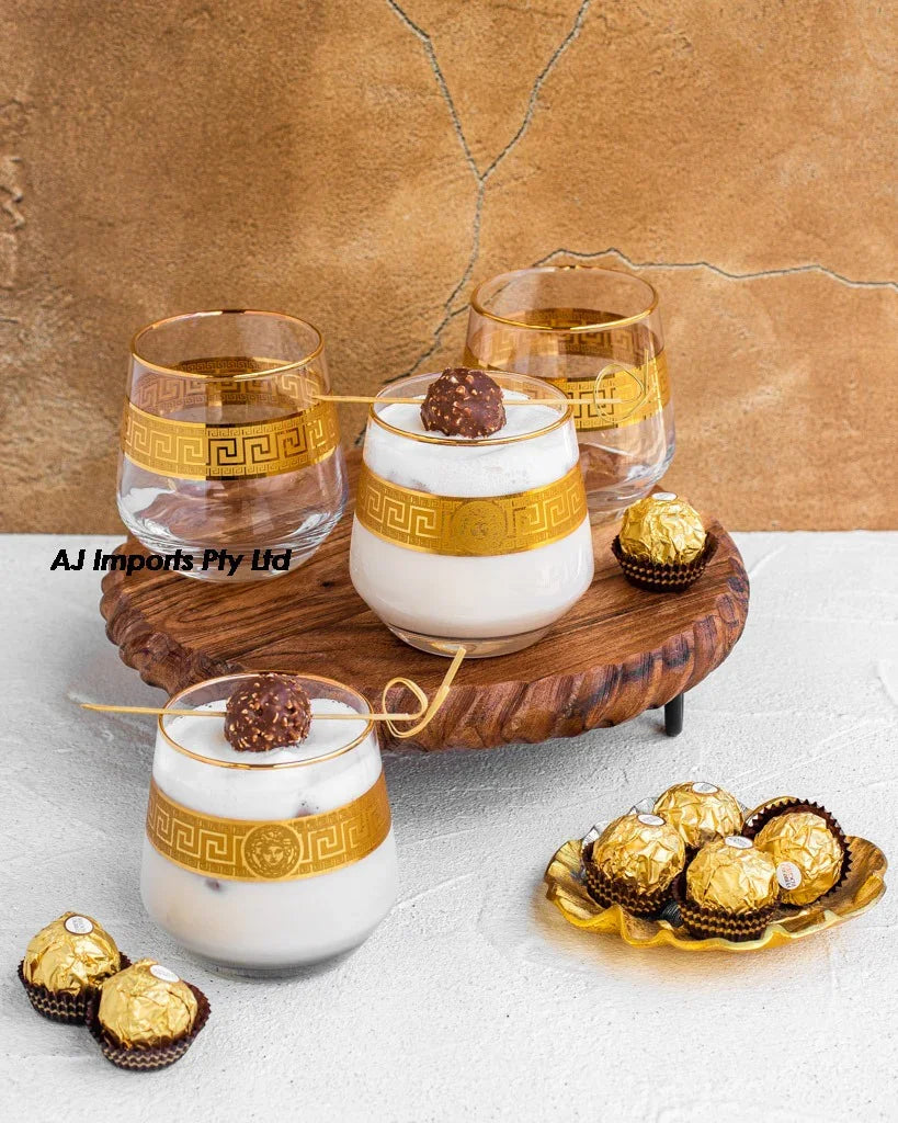 Medusa Scotch Glasses Gold S/4
