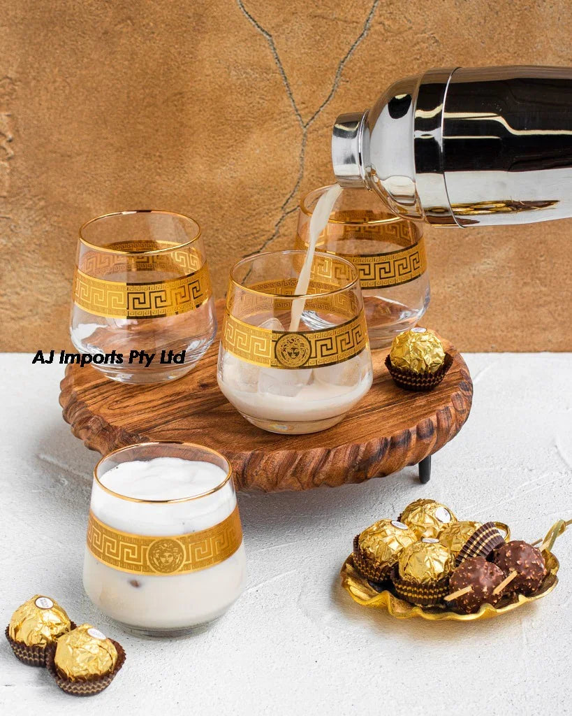 Medusa Scotch Glasses Gold S/4