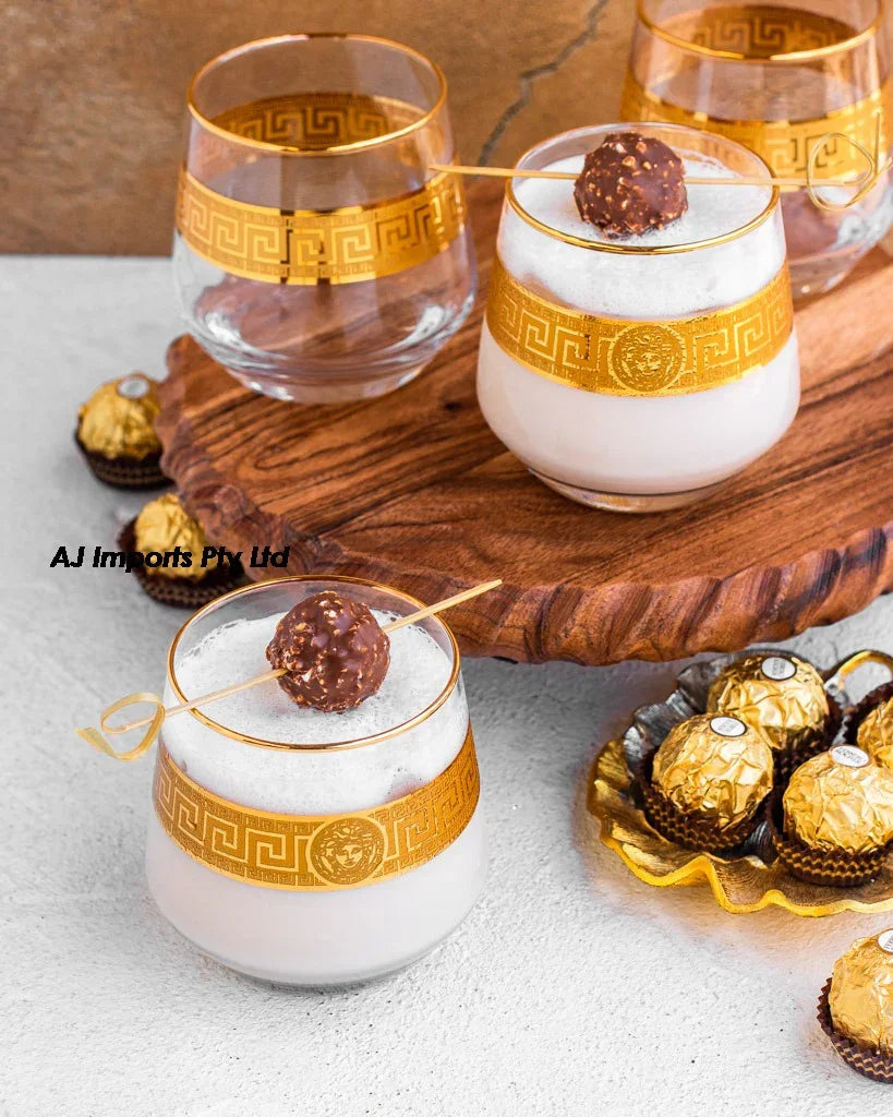 Medusa Scotch Glasses Gold S/4