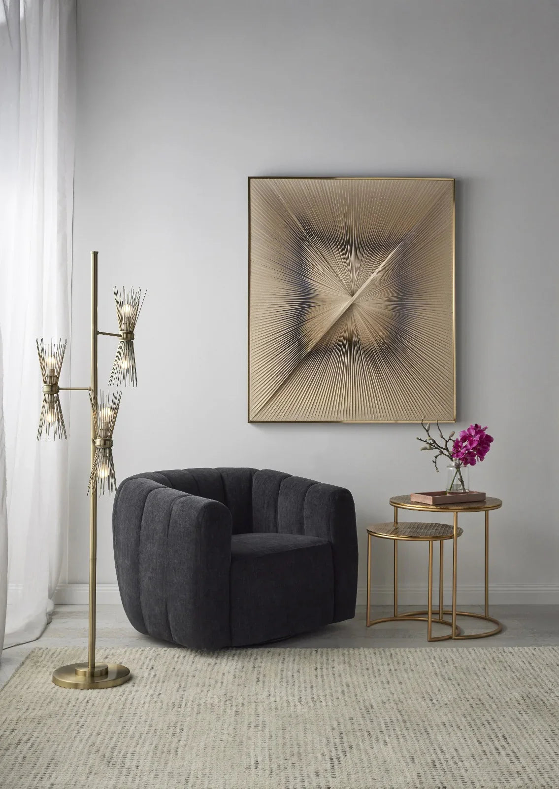 Society Home Omaha Swivel Armchair Grey 95x77x68cm