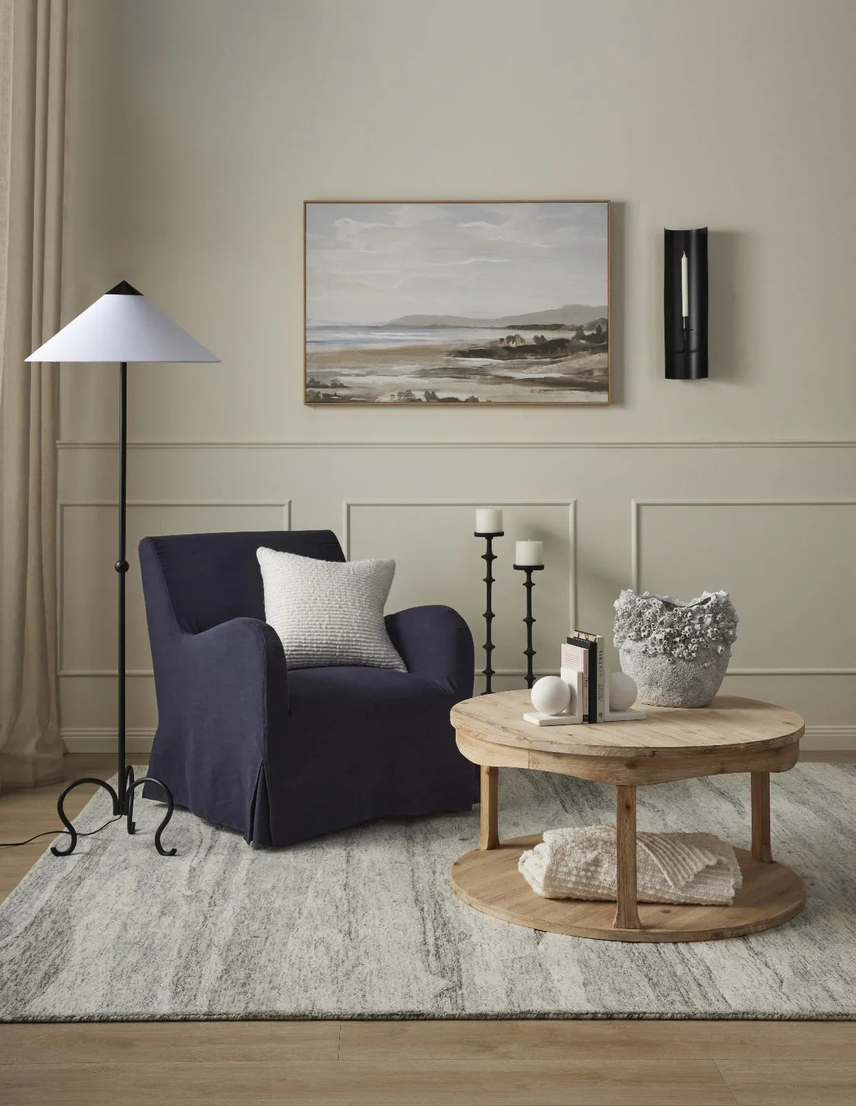 Amalfi Apollo Hand Painted Wall Art Blue 118x4.5x80cm