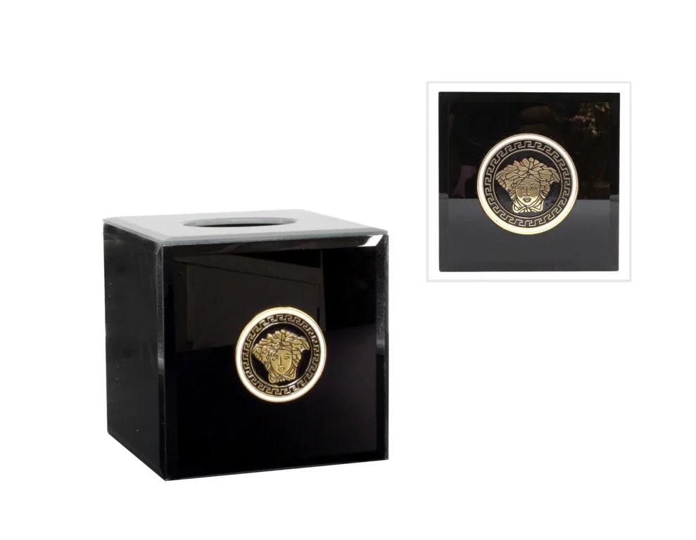 Tissue Box-Medusa-Black-SQ 15Cm