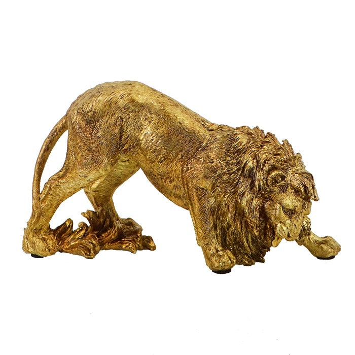 Zambia Resin Gold Lion Sml W26X D10X H14cm
