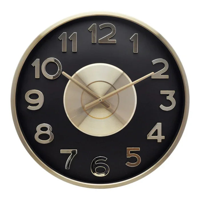 Perth Aluminium Wall Clock Blk Gold 50cm