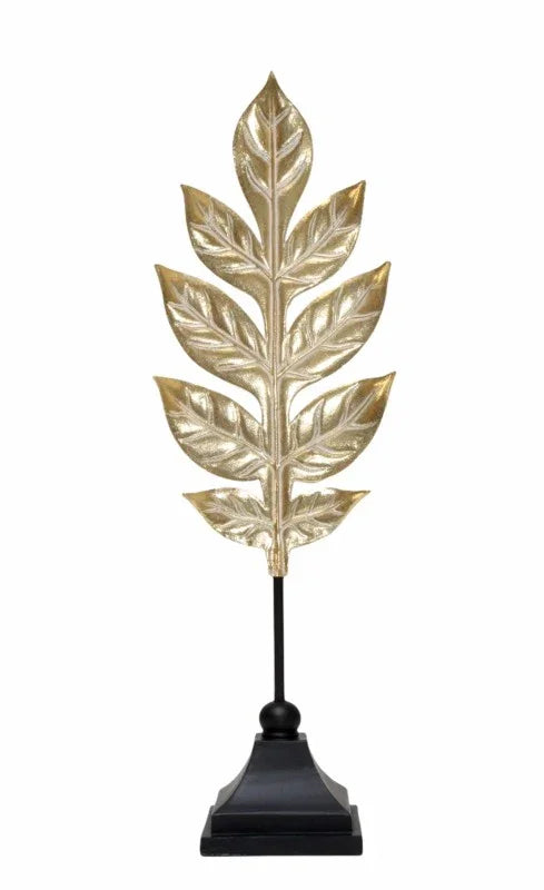 Ornament-Leaf On Stand-Gold 48cm