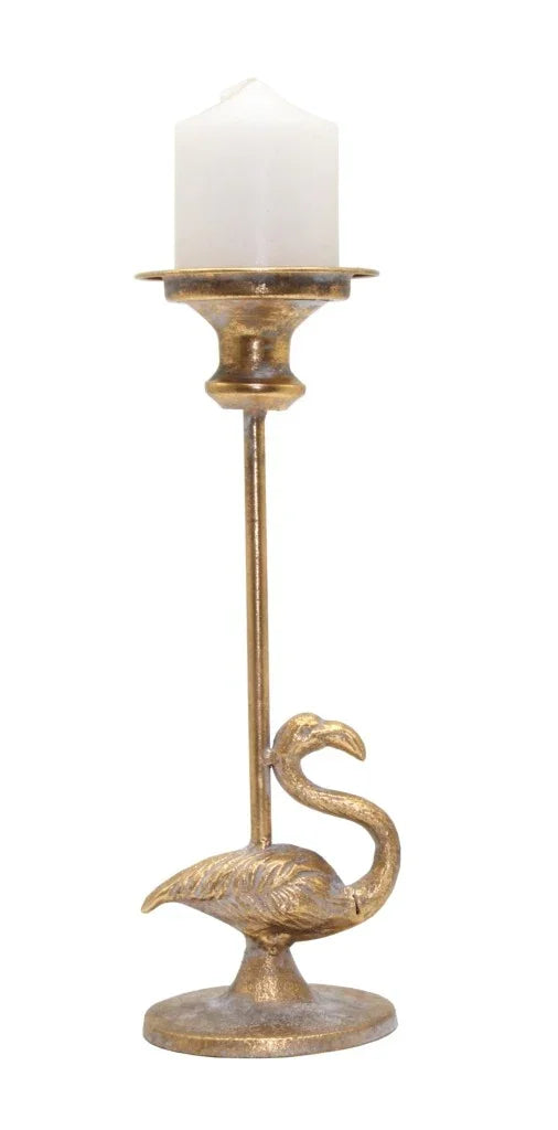 Candle Holder-Flamingo-Gold 34cm