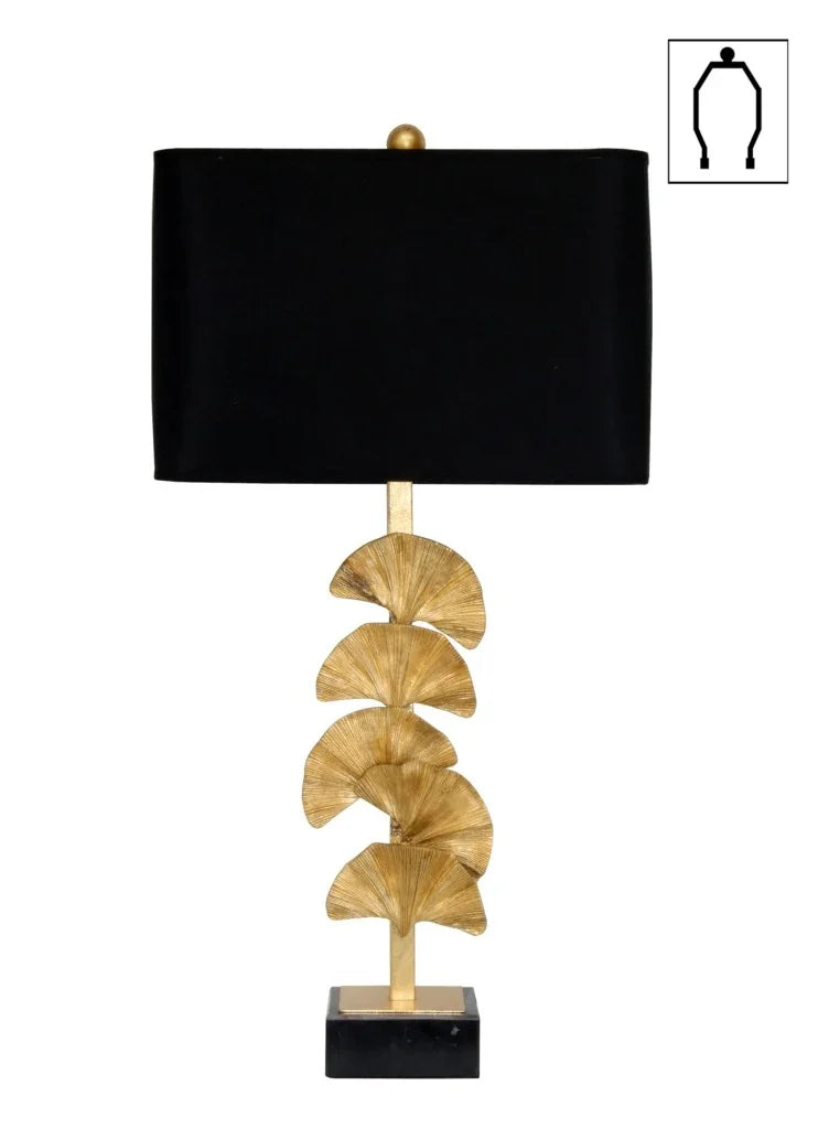 Table lamp-Gingko W/Shade-Gold 60cm