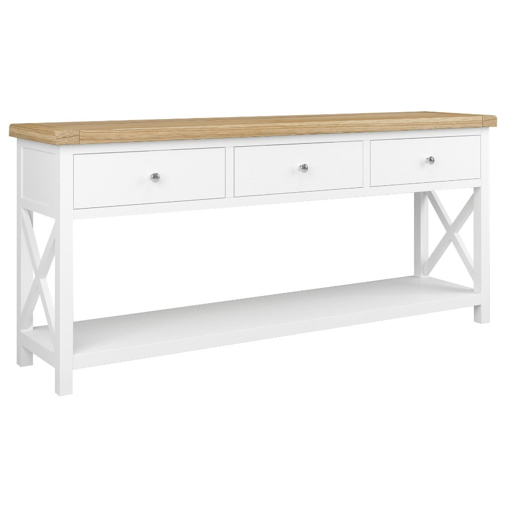 Sellwood 3 Draw Console Table Oak/Whit 170X38X76Cm