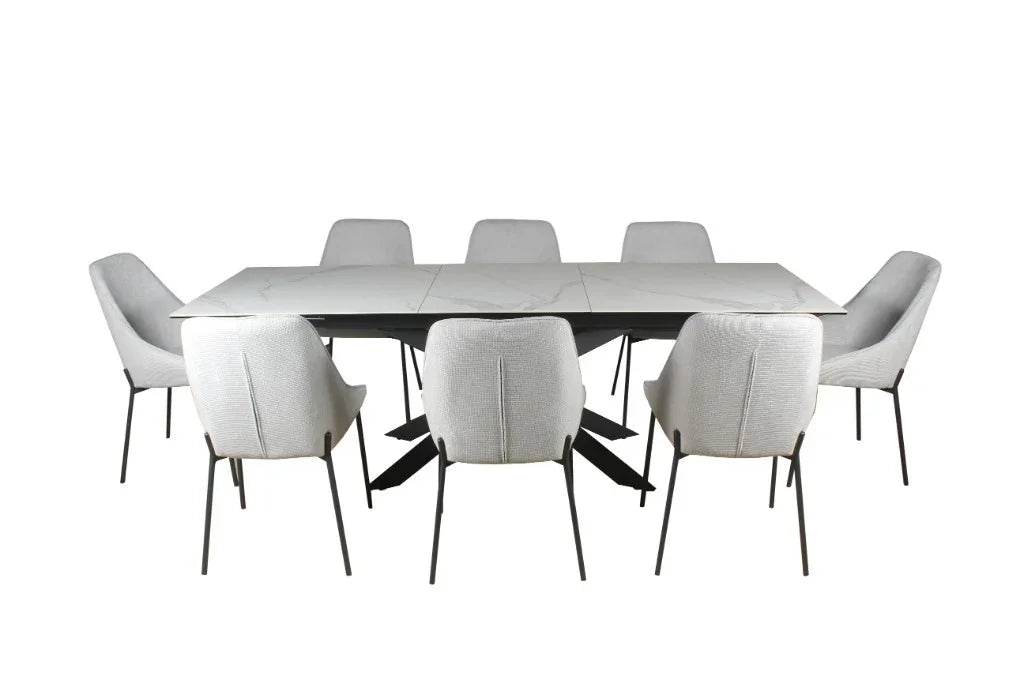 Iza Extention Dining Table 180-240X90X76cm-White Grey
