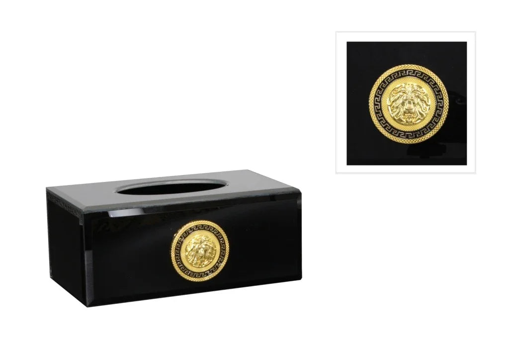 Tissue Box-Leo- Black 22cm