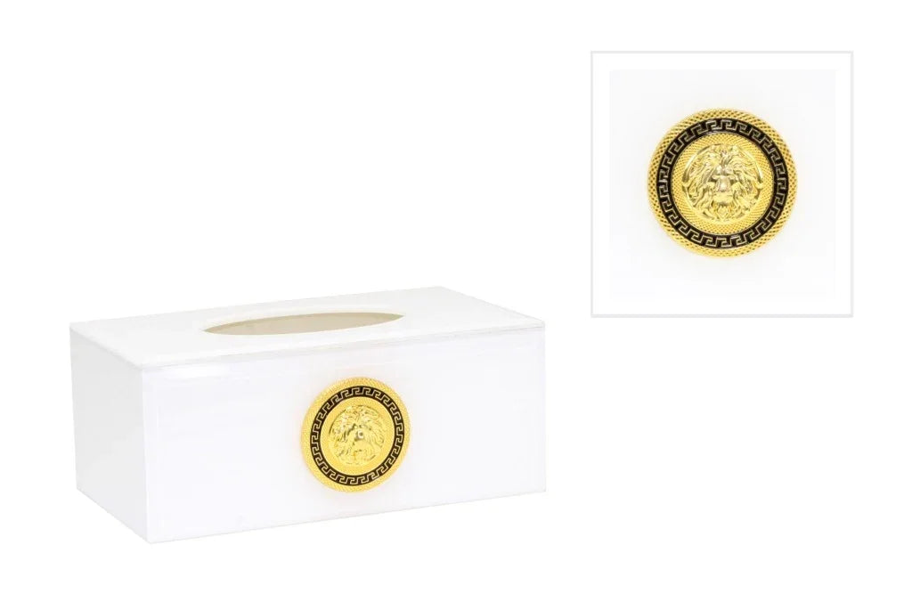 Tissue Box-Leo- White 22cm