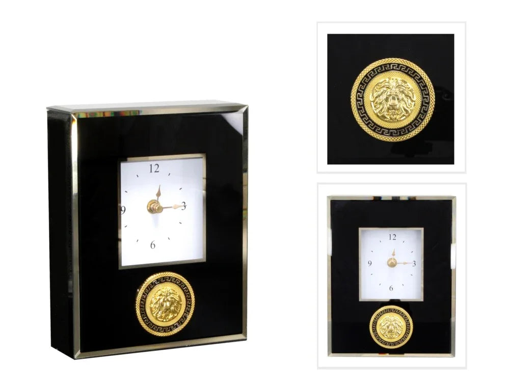 Clock-Mantel-Leo-Black 22cm