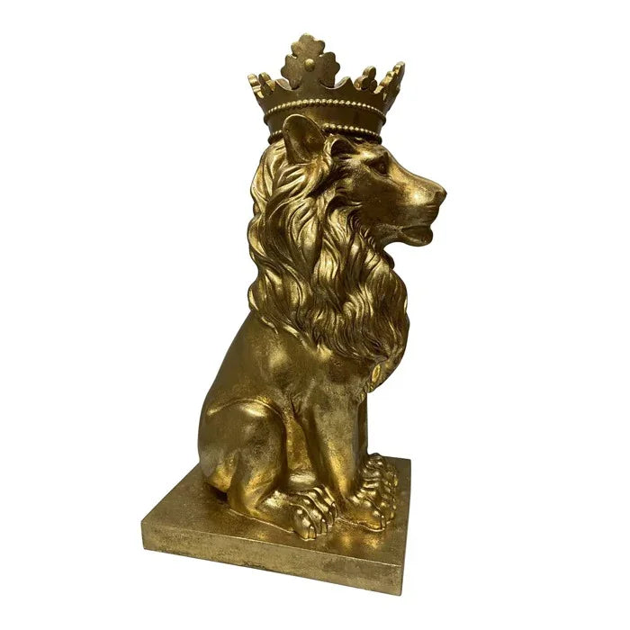 Zach Gold Resin Lion W/Crown WX21.6 DX33.5 HX53.6cm