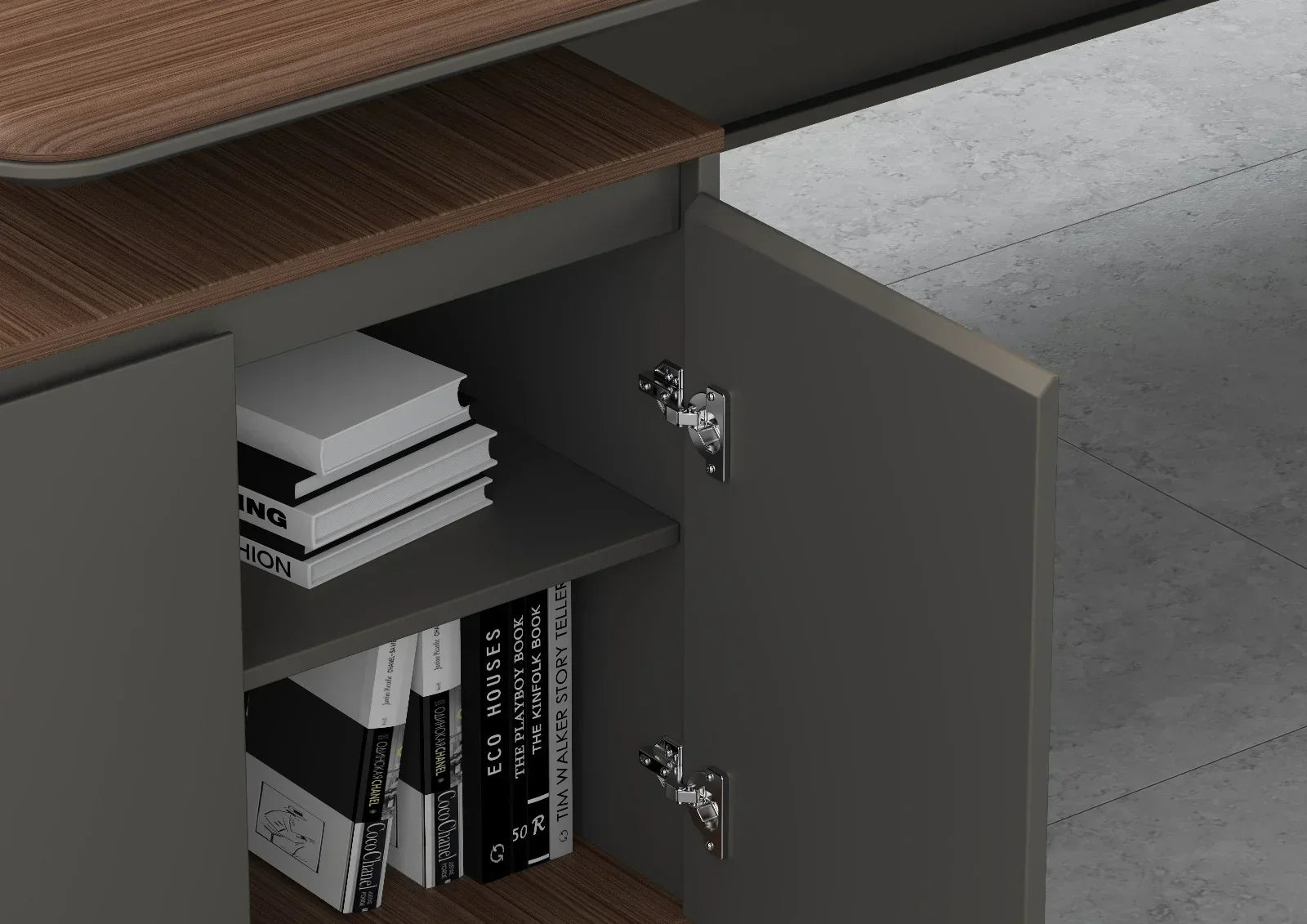 Imperium Executive Desk 2.0m -Walnut & Grey