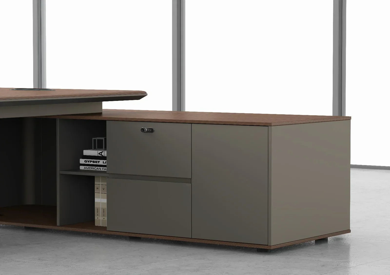 Imperium Executive Desk 2.0m -Walnut & Grey
