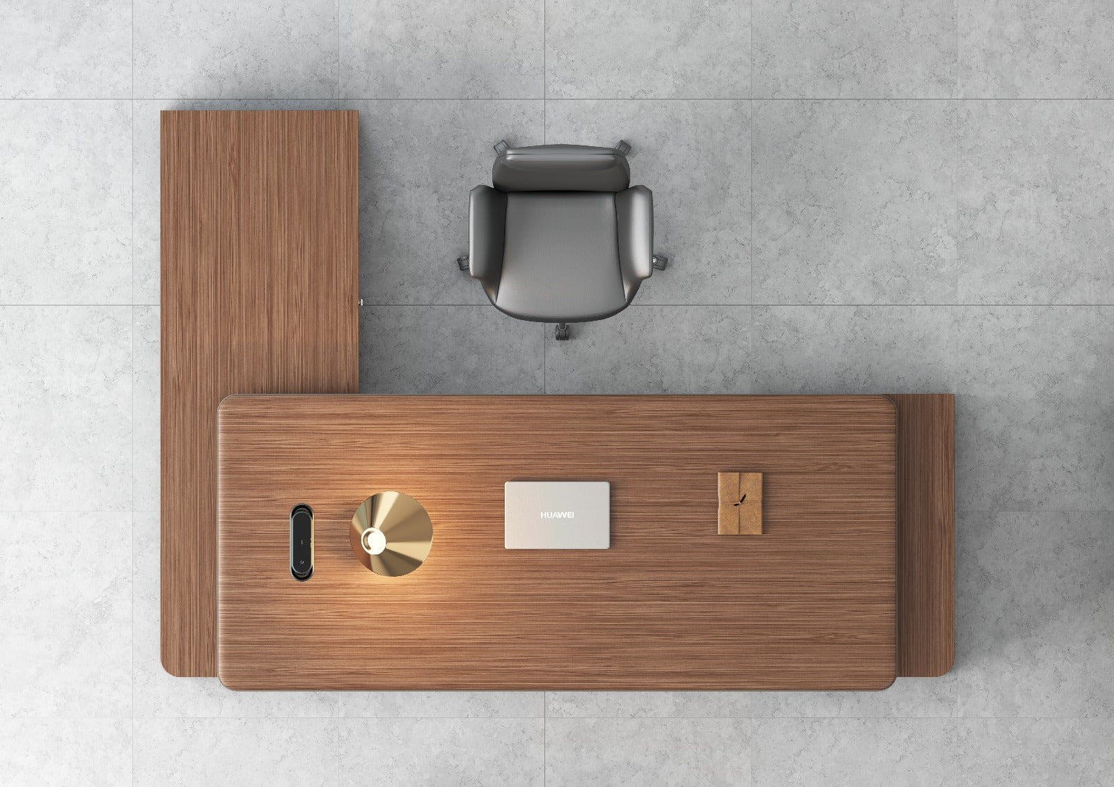 Monarch Executive Desk 2.4m -Brown Walnut & Grey