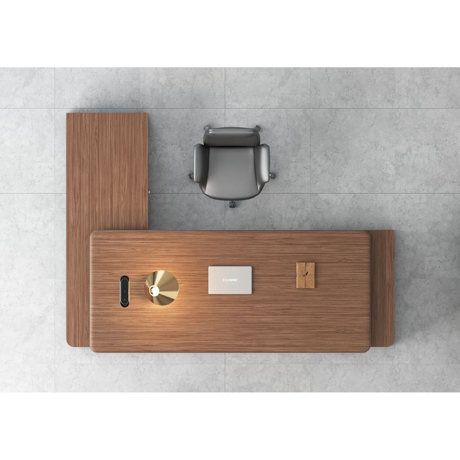Monarch Executive Desk 2.8m -Brown Walnut & Grey
