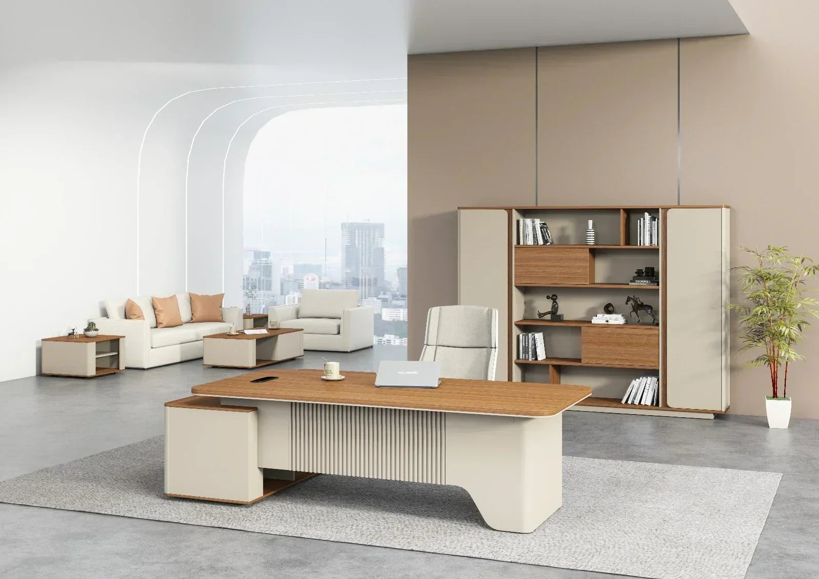 Ebony File Cabinet 2.4m -Golden Oak & Grey