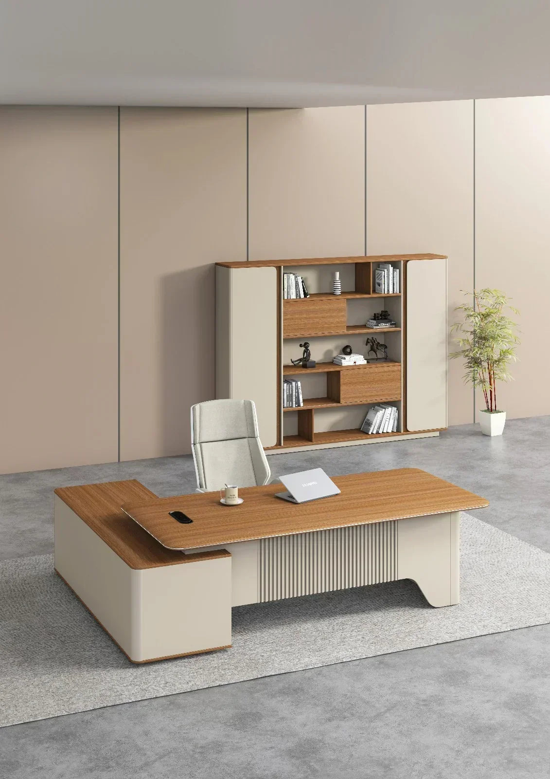 Ebony File Cabinet 2.4m -Golden Oak & Grey