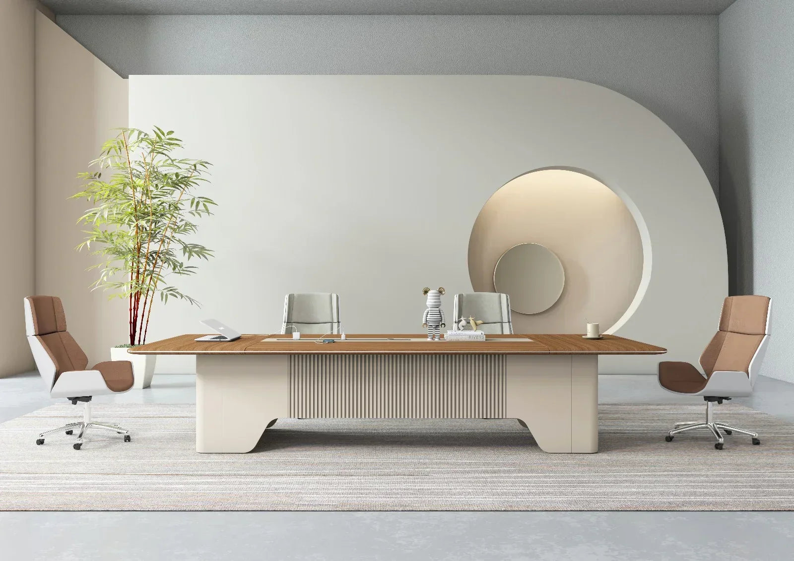 Ebony Boardroom Table 3.6m x 1.4m - Golden Oak & Grey