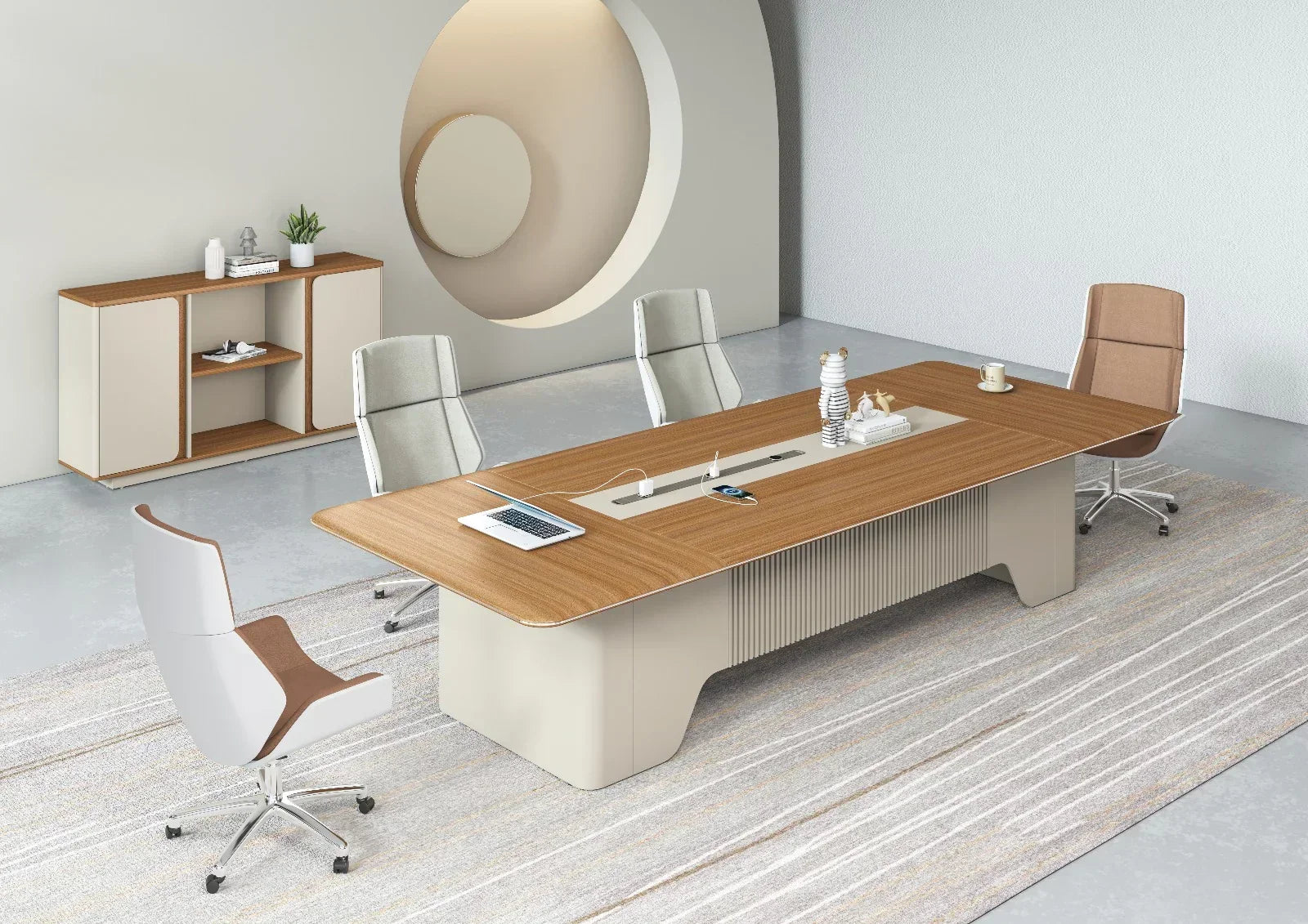 Ebony Boardroom Table 3.6m x 1.4m - Golden Oak & Grey