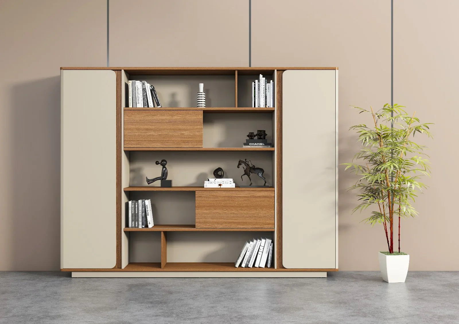 Ebony File Cabinet 2.4m -Golden Oak & Grey