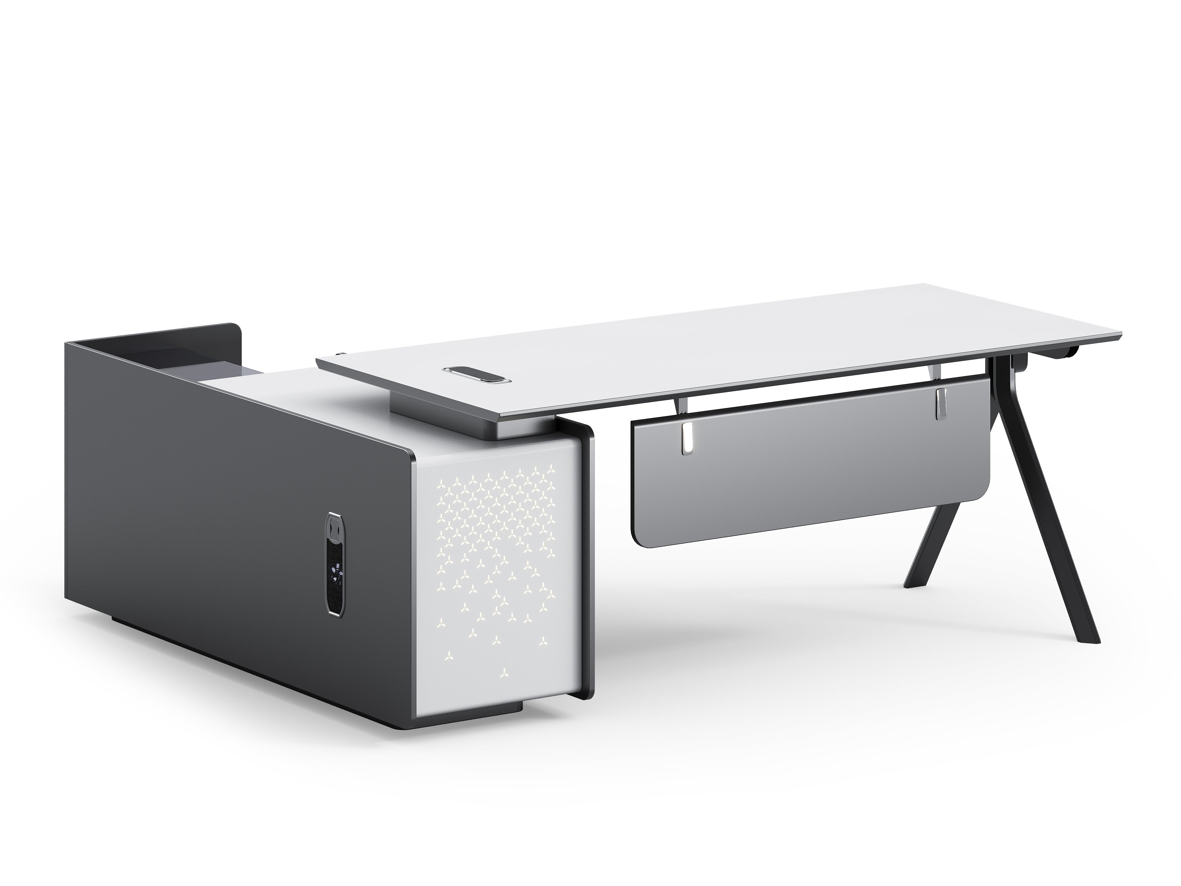Sterling Executive Office Desk 2M Right Return -Frost White & Dark Grey