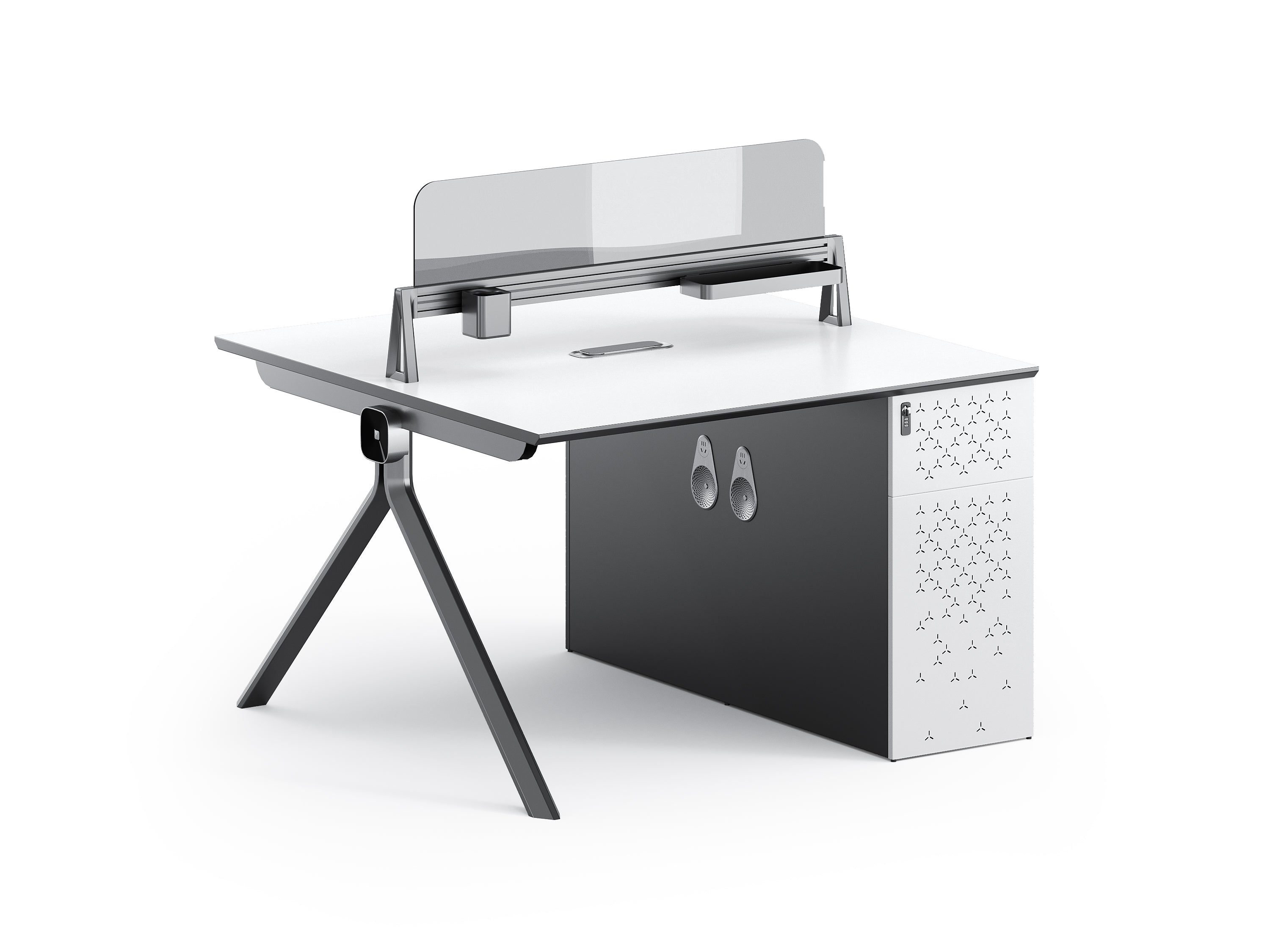 Sterling Workstation 2 People – Frost White & Dark Grey