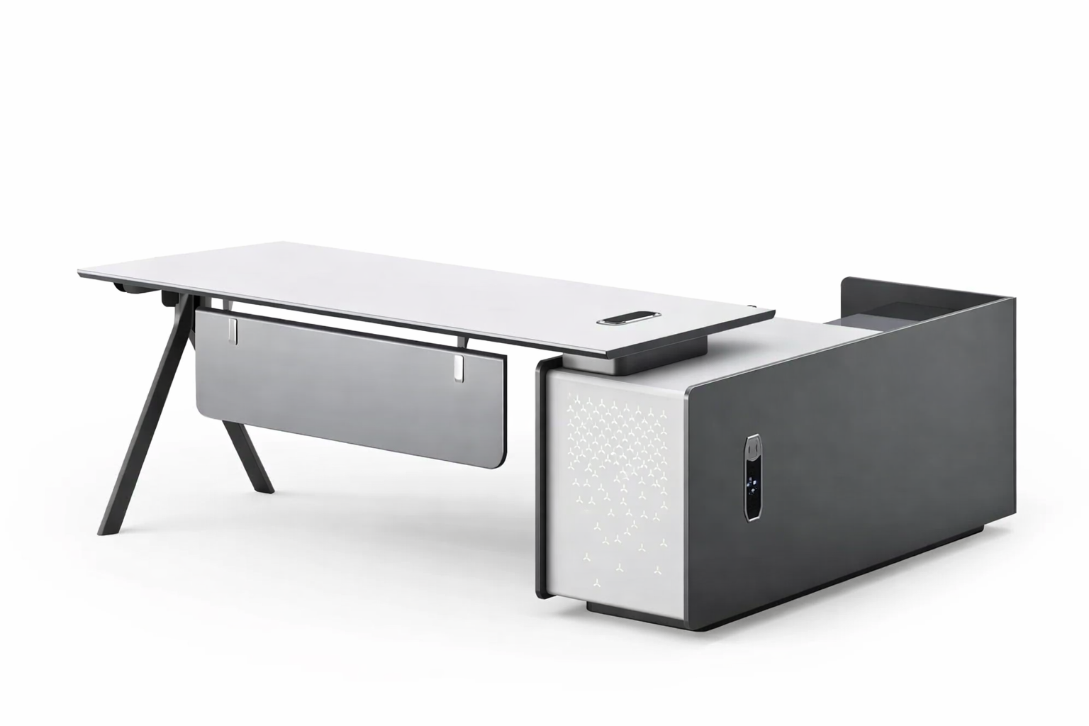 Sterling Executive Office Desk 2M Left Return -Frost White & Dark Grey