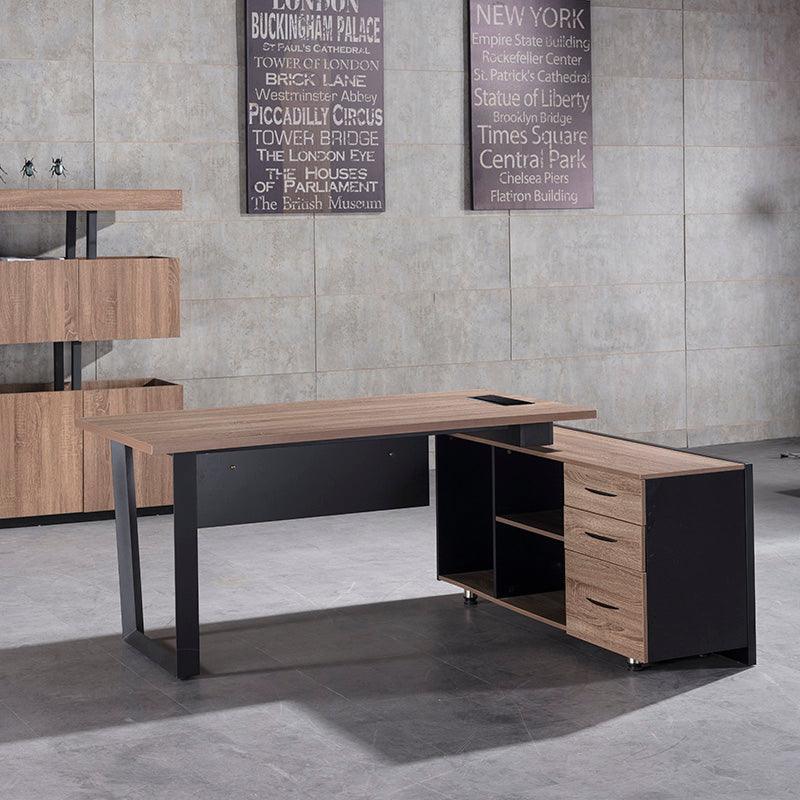 ADRIANO Executive Office Desk with Right Return 160-180cm - Light Brown - Furniture Castle