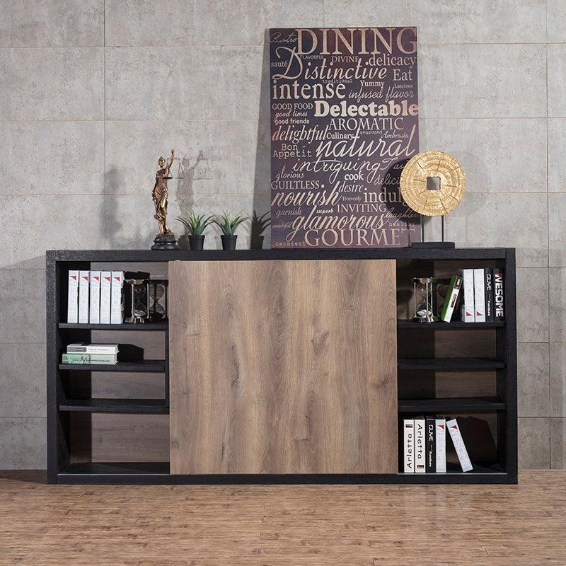 AFTAN Display Unit 240cm - Warm Oak & Black - Furniture Castle