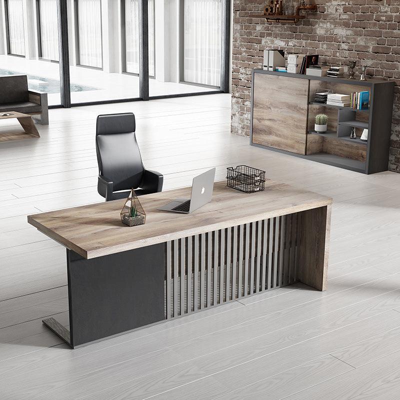 AFTAN Executive Desk Left Panel 180cm - Warm Oak & Black - Furniture Castle