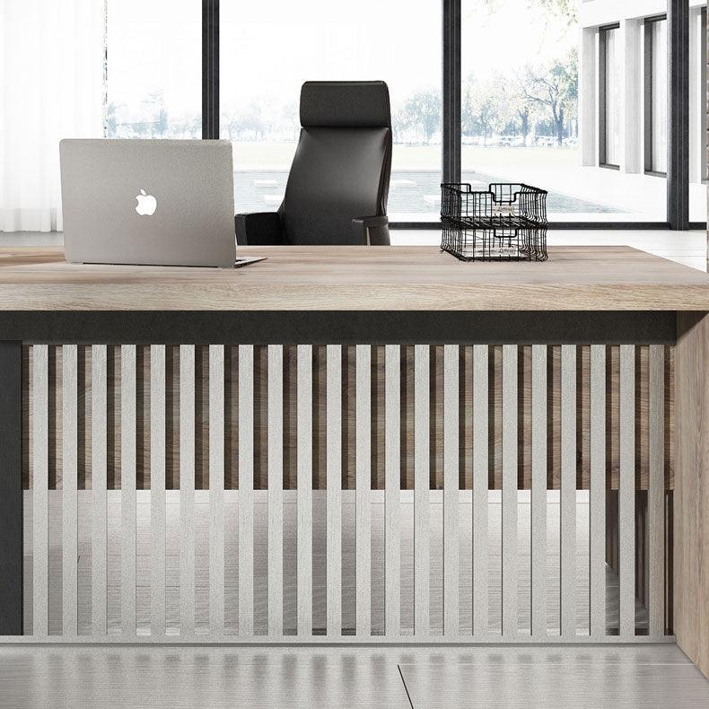 AFTAN Executive Desk Left Panel 180cm - Warm Oak & Black - Furniture Castle