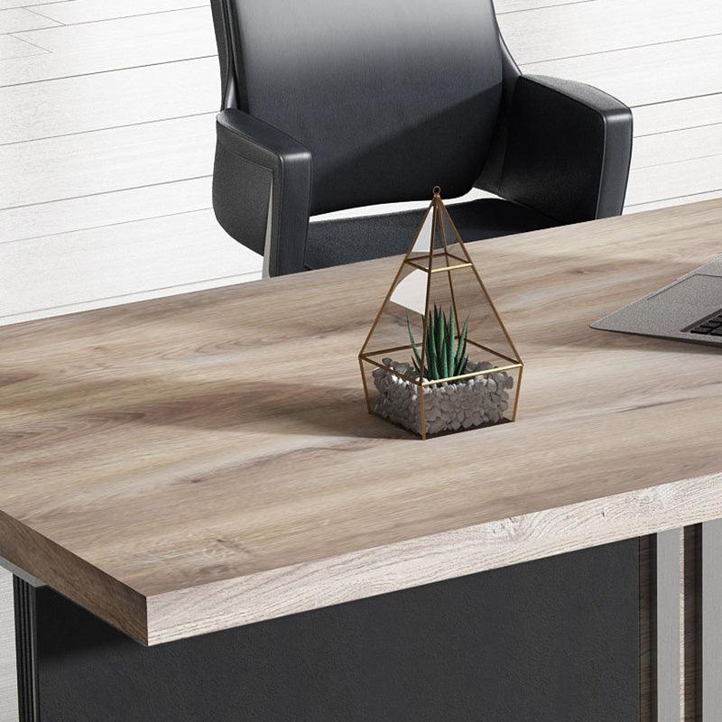 AFTAN Executive Desk Right Panel 180cm - Warm Oak & Black - Furniture Castle