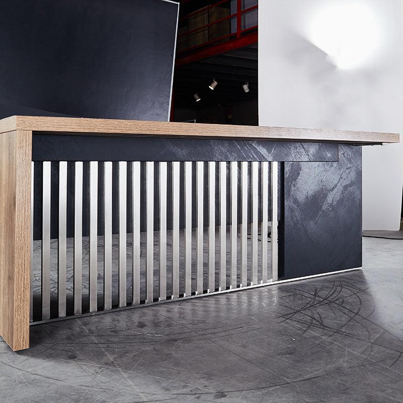 AFTAN Executive Desk Right Panel 180cm - Warm Oak & Black - Furniture Castle