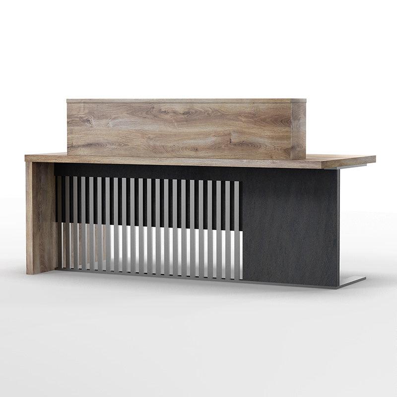 AFTAN Reception Desk Right Panel 180cm - Warm Oak & Black - Furniture Castle