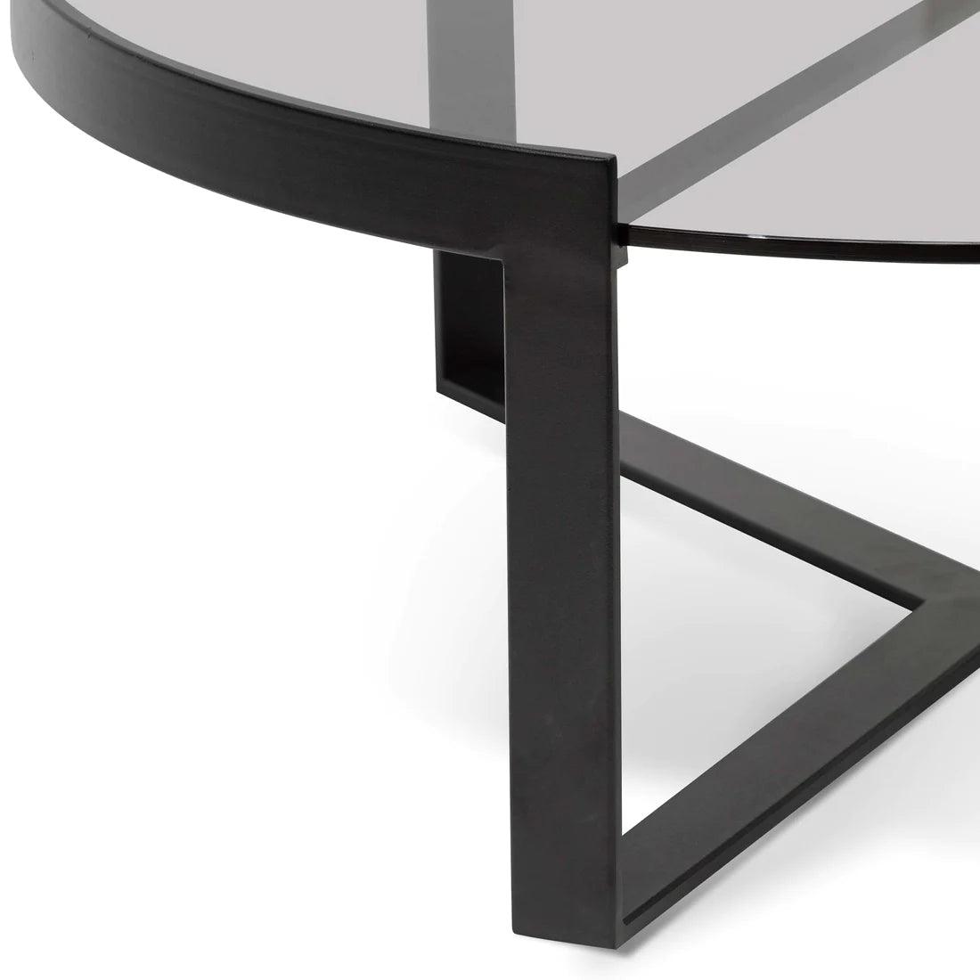 Alexis 90cm Glass Coffee Table - Black - Furniture Castle