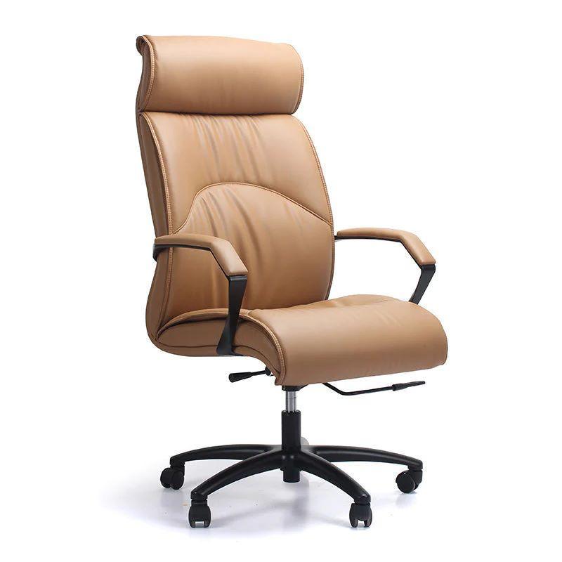 Ambessdor Leather Executive High Back Office Chair Tan - Furniture Castle