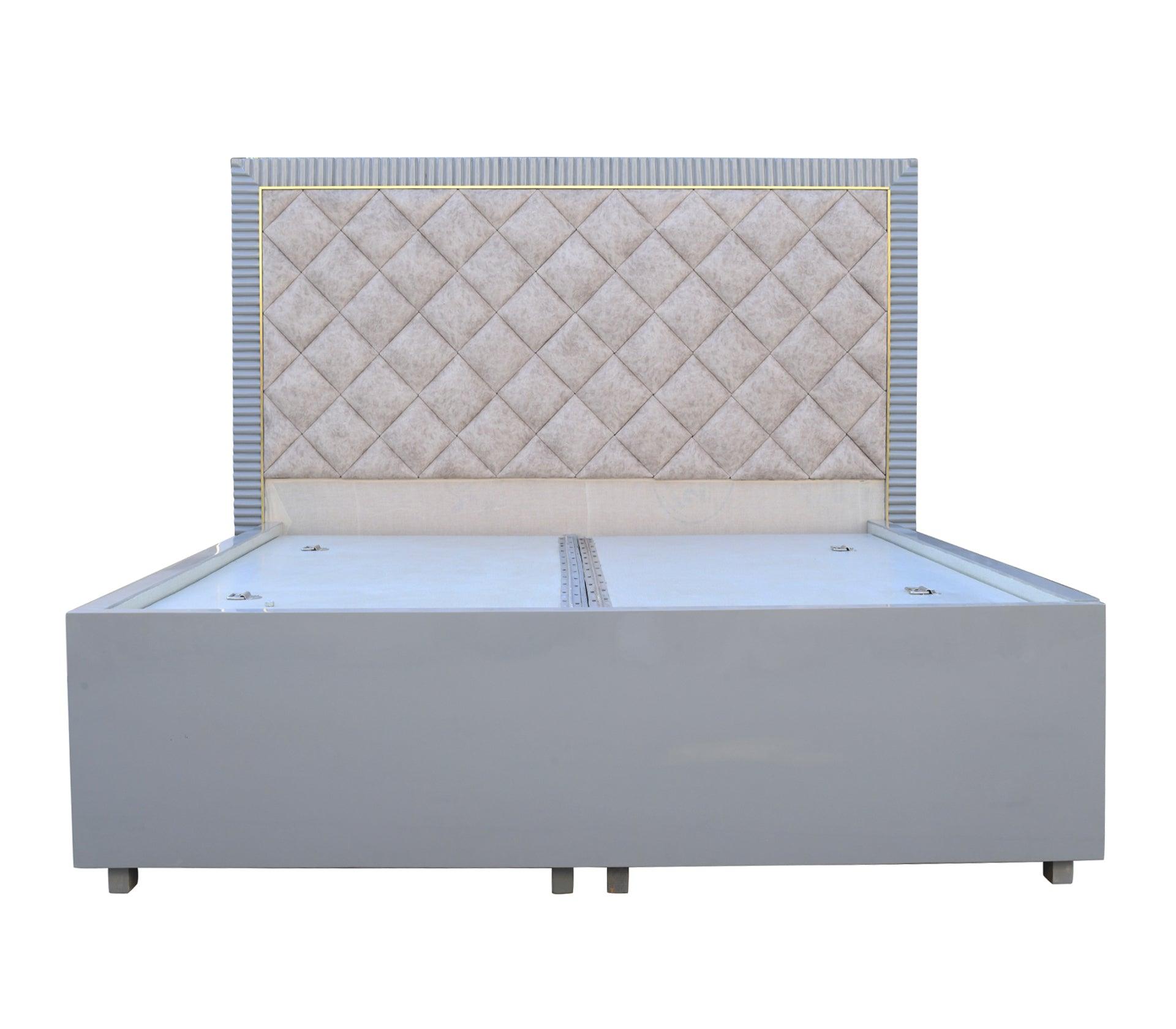 Amelia Beige/Grey Queen Bed With Storage - Furniture Castle