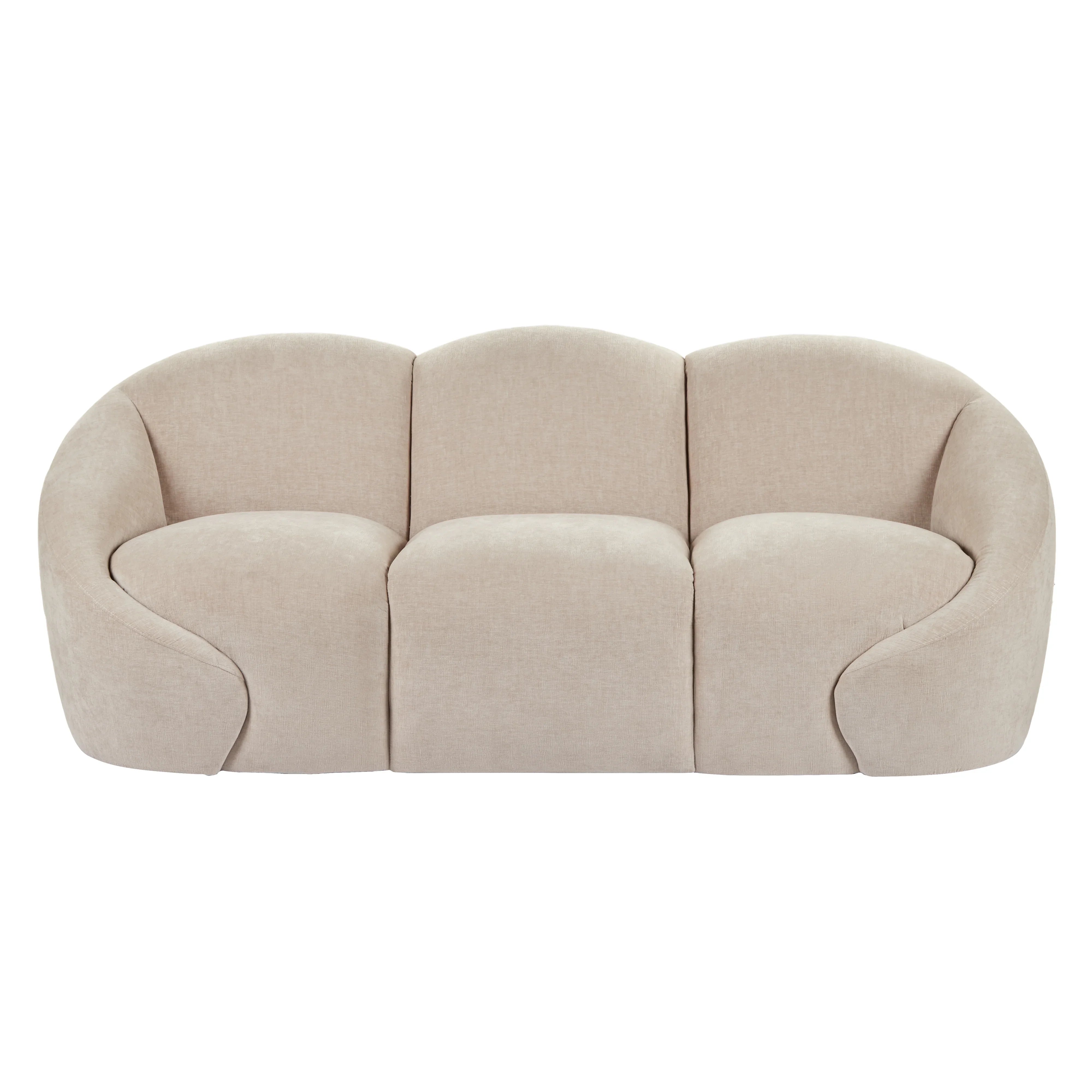 Amalfi Formes Curved 3 Seater Sofa Taupe 200x84x76cm