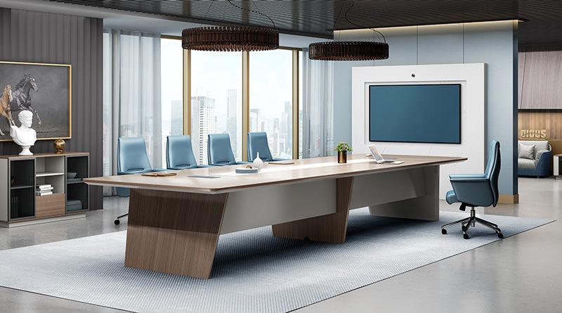 ANDERS Boardroom Table 320cm - Hazelnut & Beige - Furniture Castle