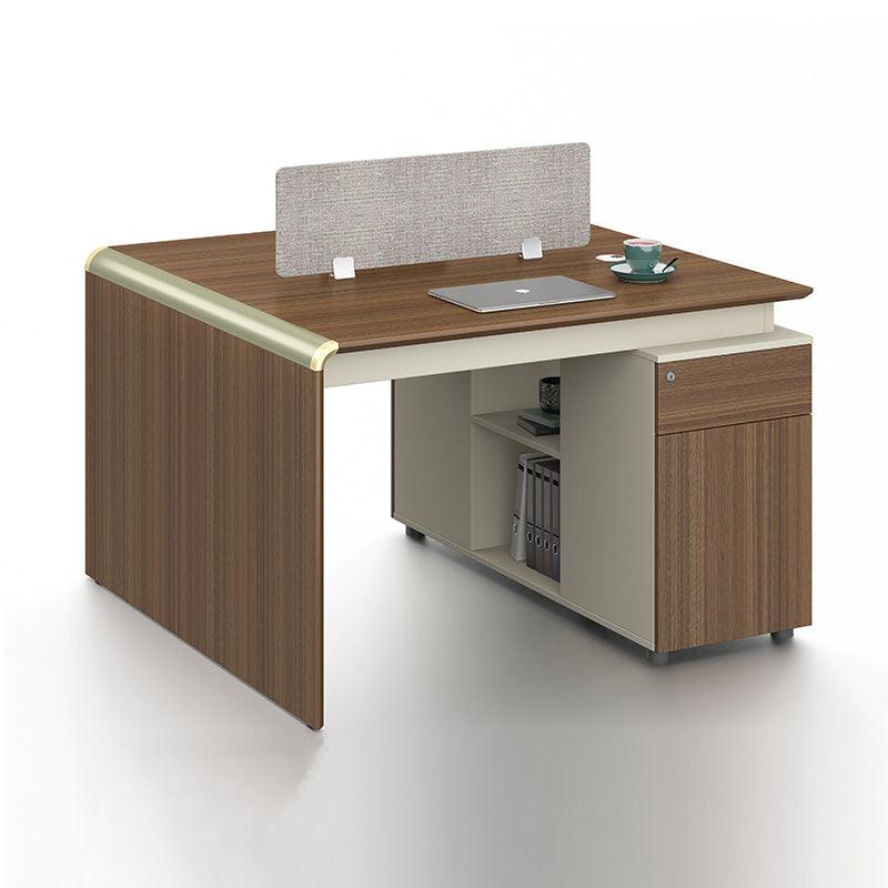 ANDERSON 2 People Back to Back Workstation 1.2M - Hazelnut & Beige - Furniture Castle