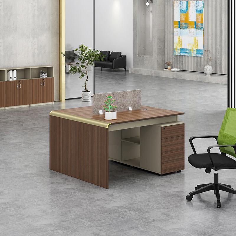 ANDERSON 2 People Back to Back Workstation 1.2M - Hazelnut & Beige - Furniture Castle